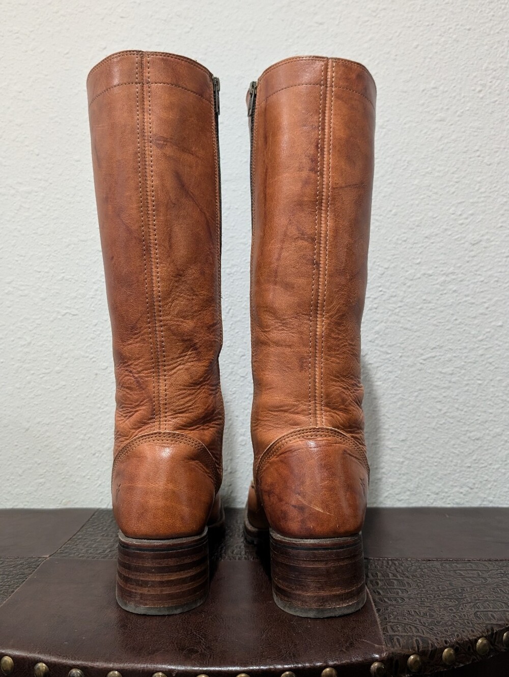 Frye Campus Lug Tall Lace Up Boots – Cognac Leather – Size 9 - Picture 7 of 16